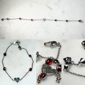 GUCCI silver red crystal heart bracelet “Trademark”