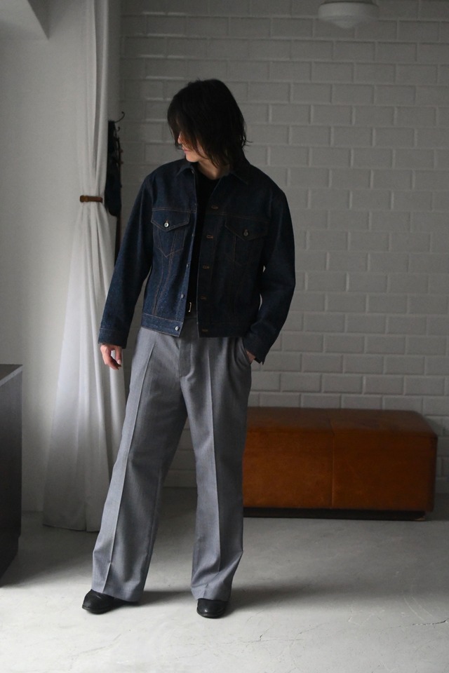 Cale / Cotton Silk Denim Jacket (Blue)