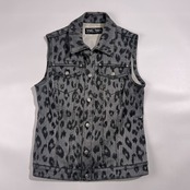 アンサンブル VALENZA SPORTS バレンザスポーツ レオパード柄 ラインストーン デニム風 ジャケット 38 ベスト 40/グレー系 レディース