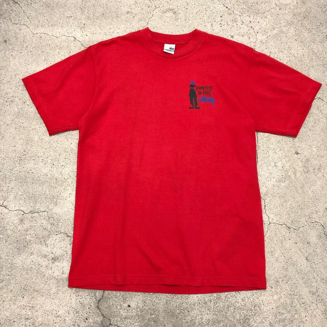 00s OLD STUSSY/knowledge is king Tee/USA製/銀タグ/L/シャドーマン 