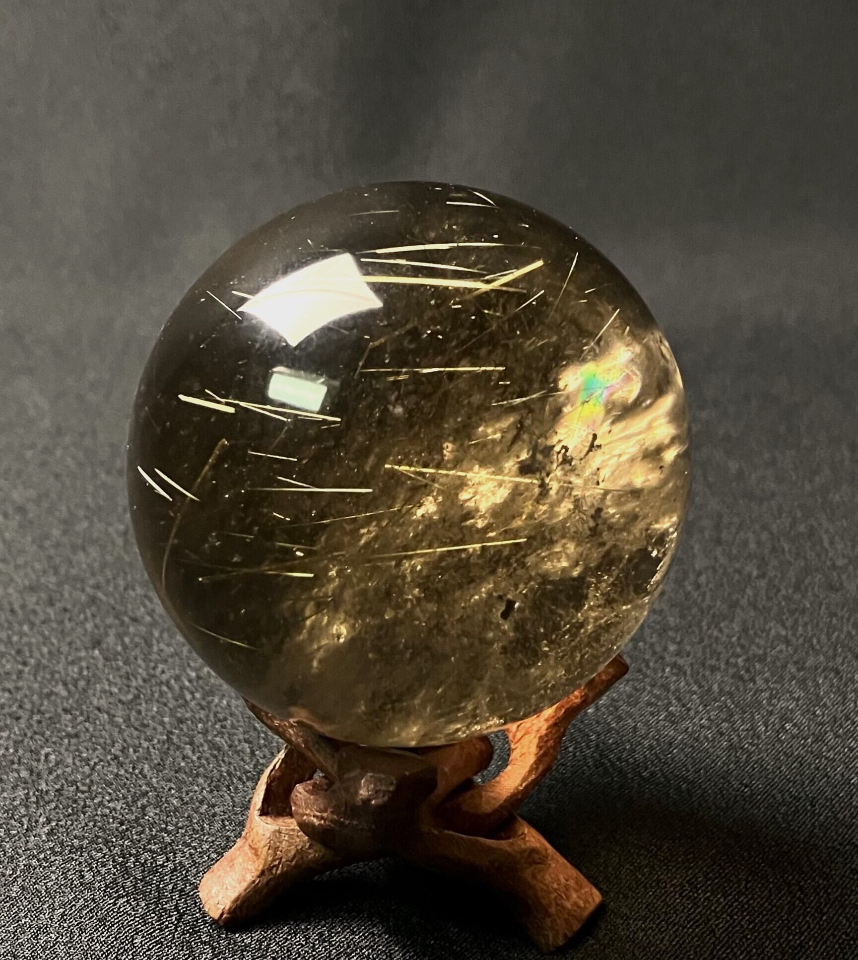 ︎【天然】ゴールド ルチル クオーツ 置物 45mm