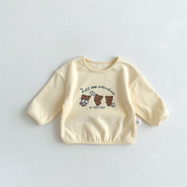 【秋作】くまさんプリントプルオーバー　全2色