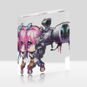 Game Character Girl アクリルブロック - 100x100mm - クリア