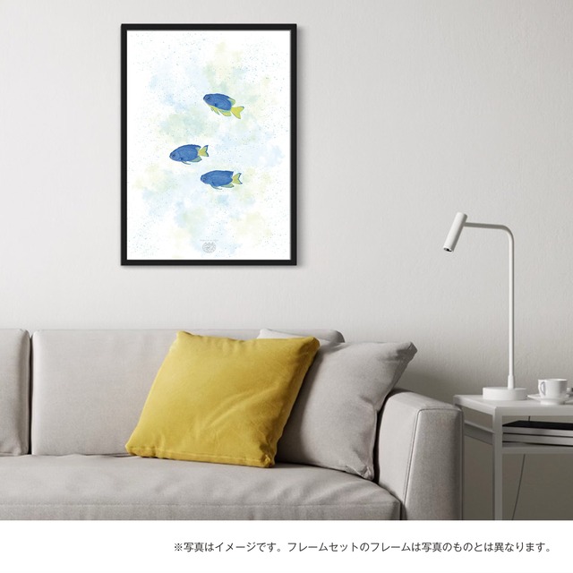 【海のいきものアートポスター／魚】ソラスズメダイ
