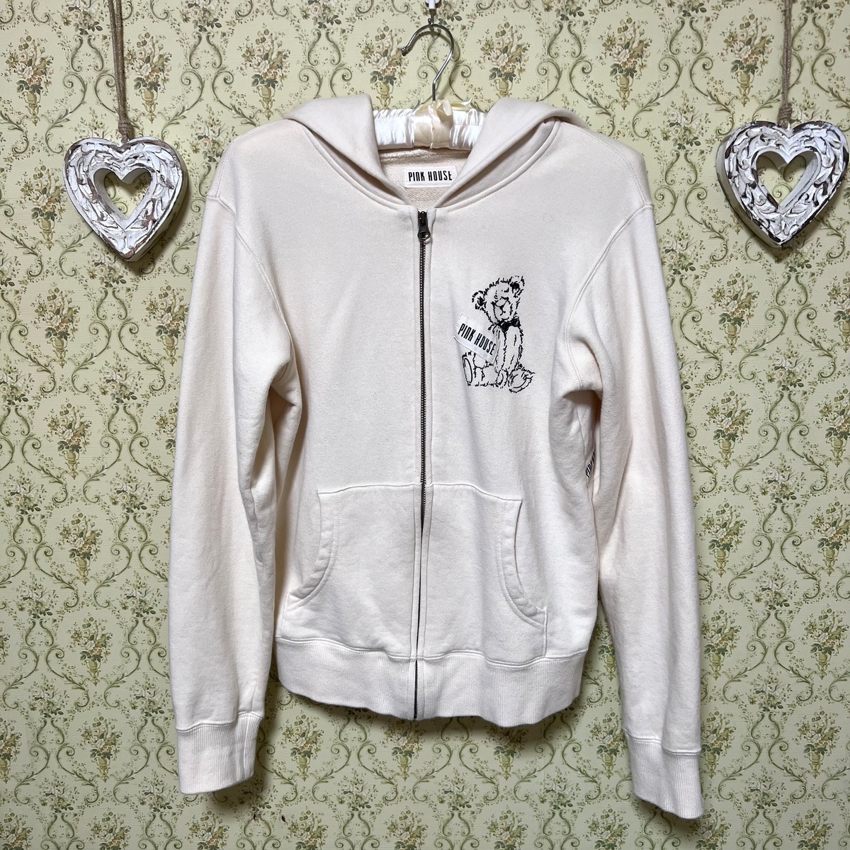 PINKHOUSE くまさんプリント ジップアップパーカー | ピンクハウス古着 
