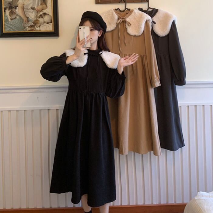 スプリングドレス ワンピース ウェストブラック 春物 1号婦人71233769346