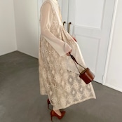 antique lace long gilet OP/cream