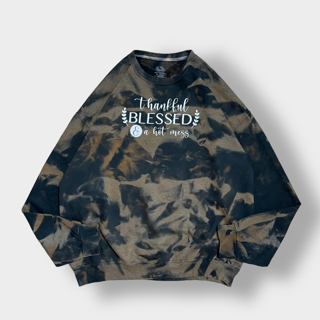 【FRUIT OF THE LOOM】2XL ビッグサイズ スウェットシャツ トレーナー タイダイ柄 プリント SWEATSHIRTS US古着