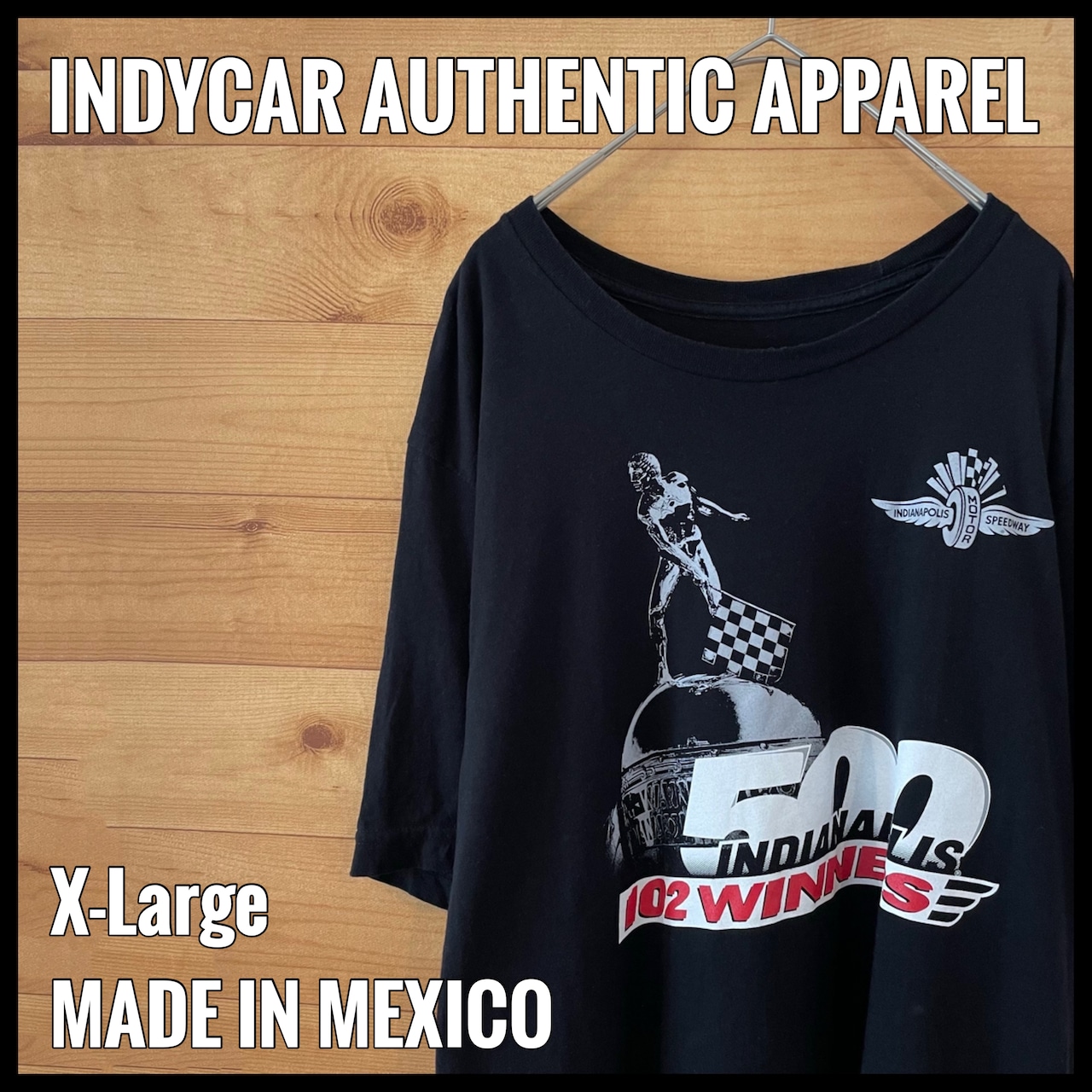 【INDYCAR】メキシコ製 インディ500 ロゴ プリント レーシング Tシャツ バックプリント 袖プリント  XL ビッグサイズ US古着