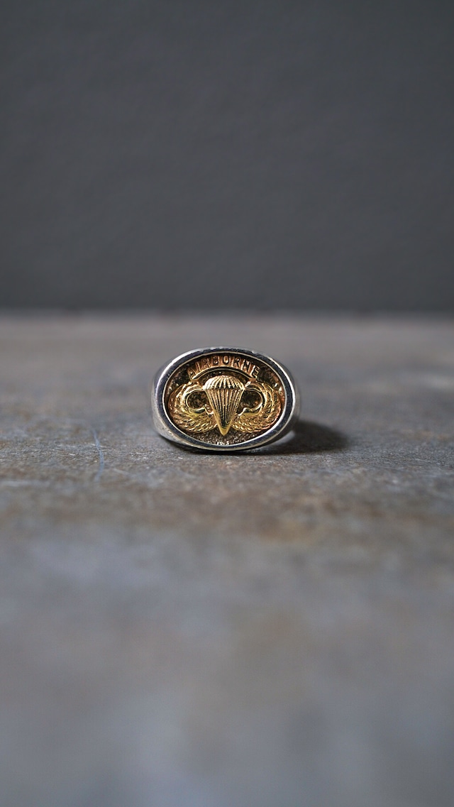 【1940s】U.S. Army Airborne リング 《シルバー925 K14 イエロー ゴールド コンビ 指輪 ミリタリー ヴィンテージ》