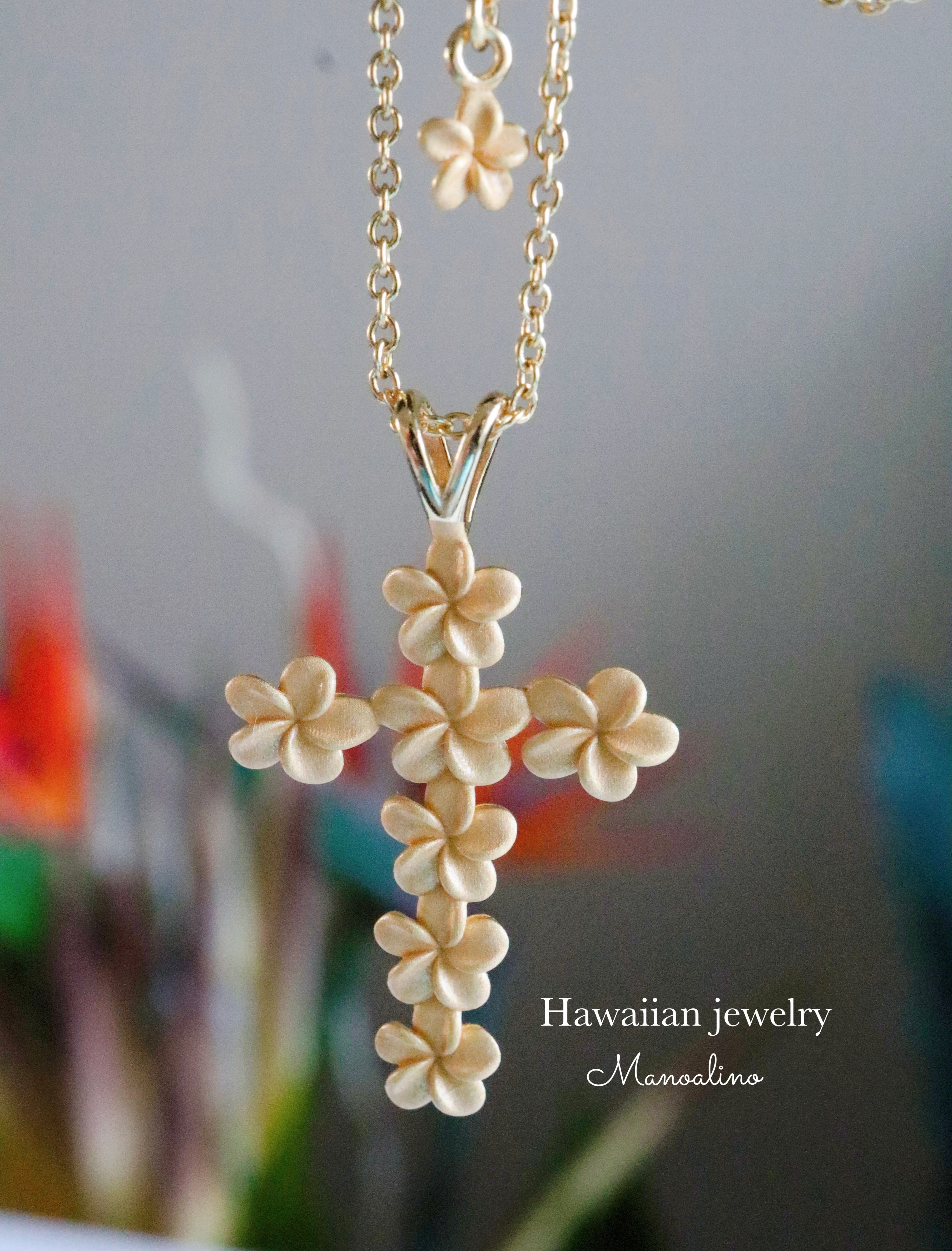 Cross plumeria necklace Hawaiianjewelry (ハワイアンジュエリークロスプルメリアネックレス)