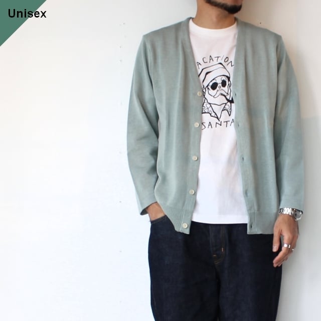 Orgueil オルゲイユ Cotton Knit Cardigan クリスピーコットンニットカーディガン9分袖 (Blue gray)