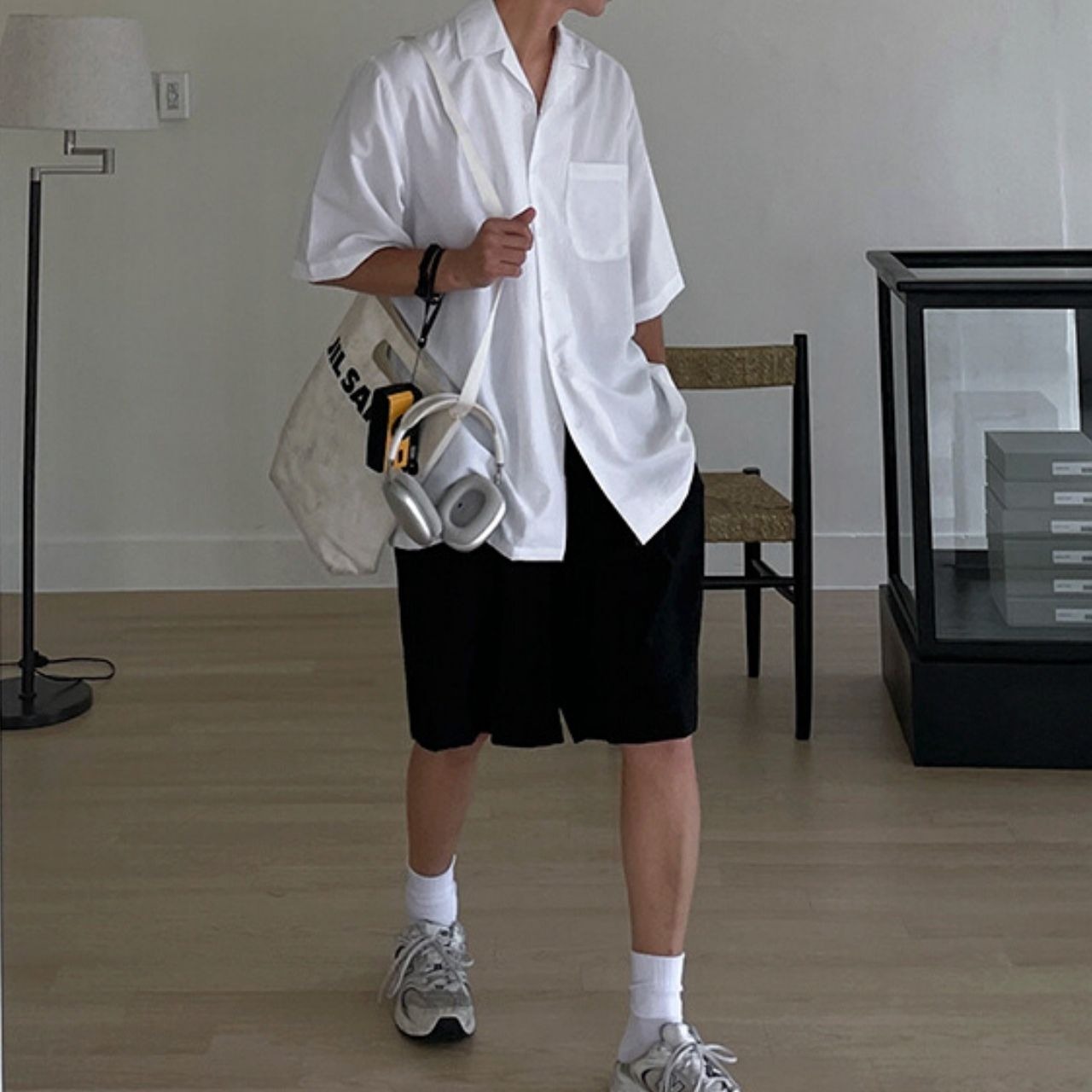 ルーズ開襟シンプル半袖シャツ　MT0080435