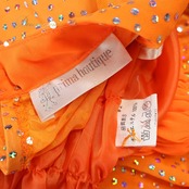 社交ダンス 衣装 prima boutique プリマブティック ドレス ワンピース オレンジ系 ホログラム レース 透け感 上品 明るい 鮮やか ダンス衣装 イベント ステージ パーティー レディース キラキラ 輝き 練習 レッスン