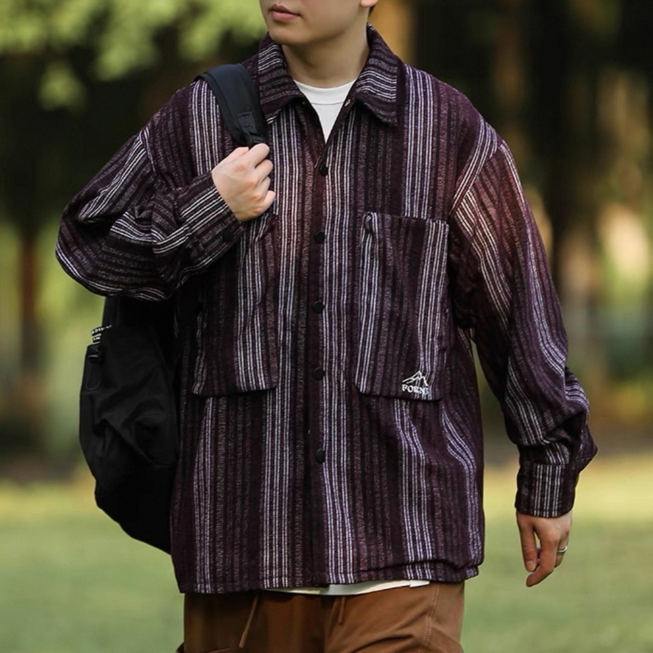 Stripe pattern long sleeve shirt 0438 - 10