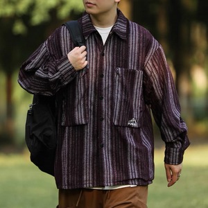 Stripe pattern long sleeve shirt 0438