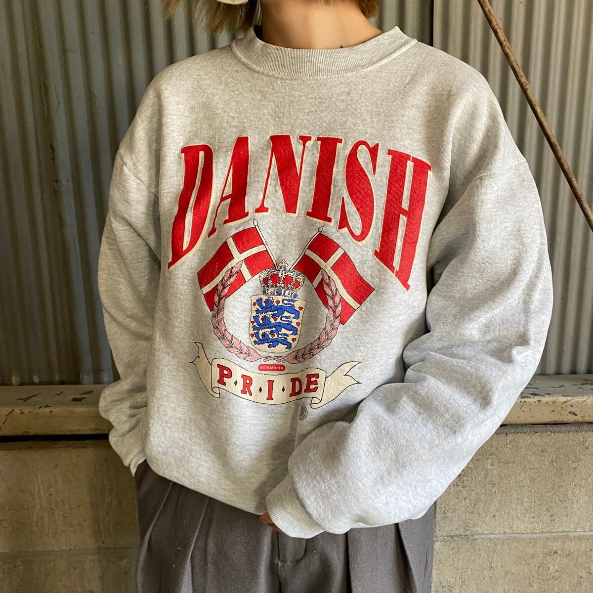 USA製 90年代 DANISH プリントスウェットシャツ メンズL 古着