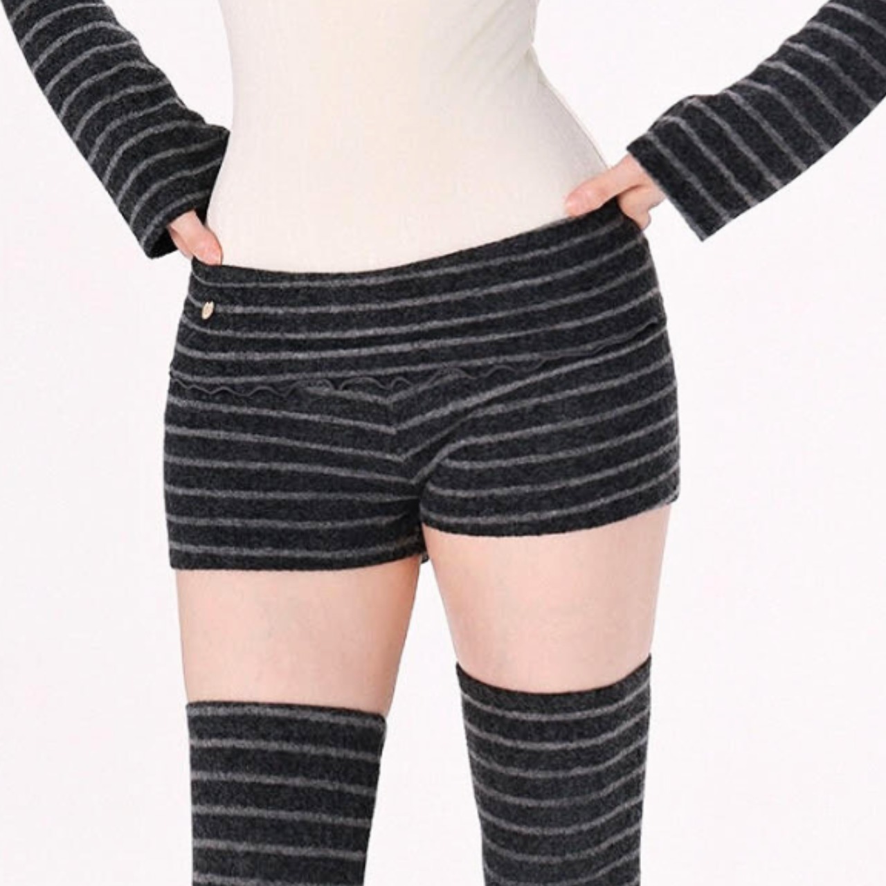 ブラックストライプニット ストライプニット パンツ L1264
