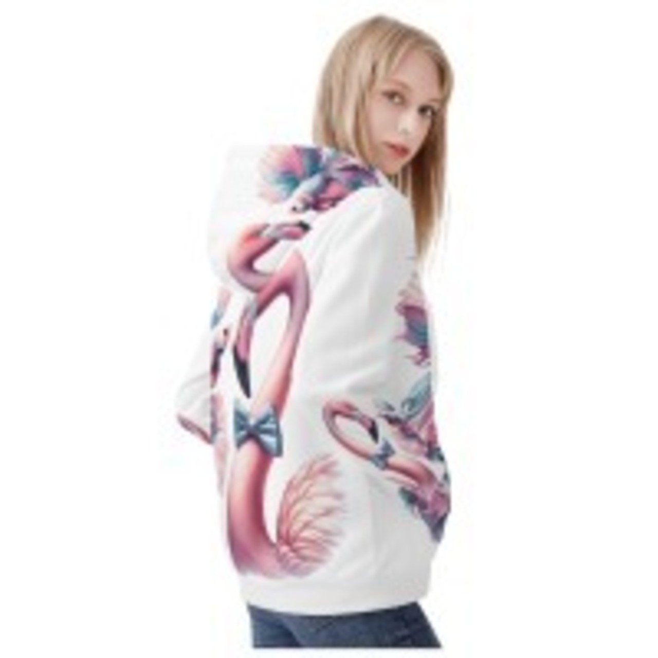 美女と野獣-Women's All Over Print Zip Up Hoodie 4224