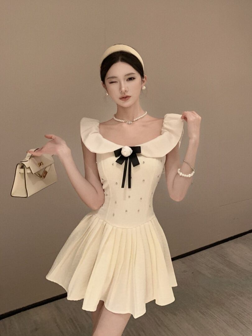 2色♡S~L♡フリルビジュー付きチューブトップミニワンピース  