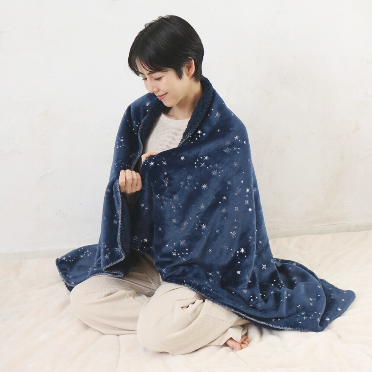 シエルエトワール　マルチブランケット　ネイビー/グレイ/ピンク