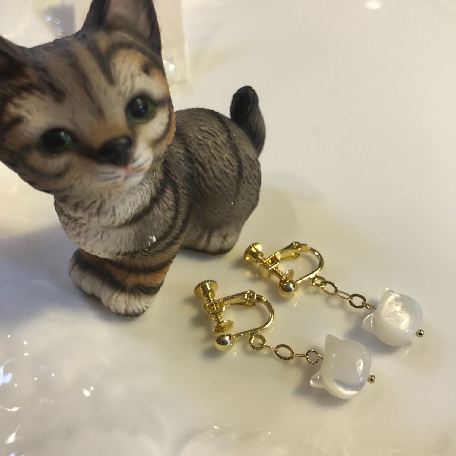 ☆ヒヨコが可愛い和菓子とSpring猫ちゃんイヤリング キュートな仔猫