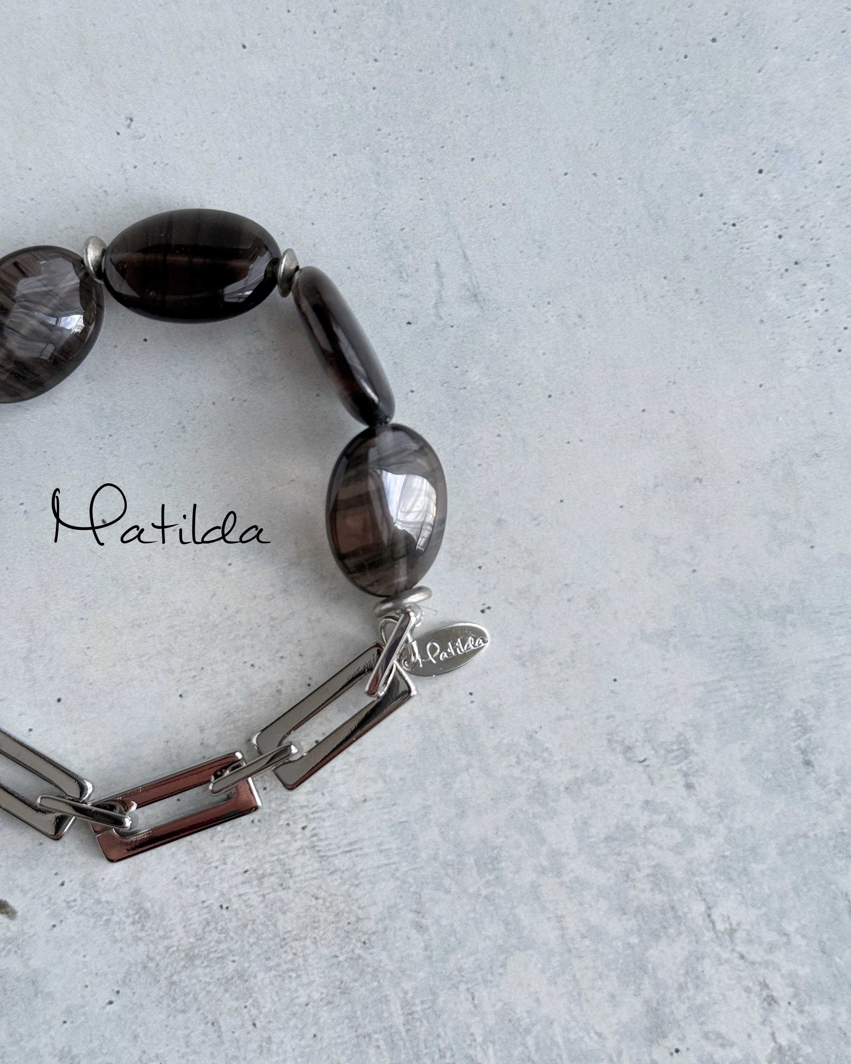 Chain & stone bracelet(レムリアンオブシディアン)