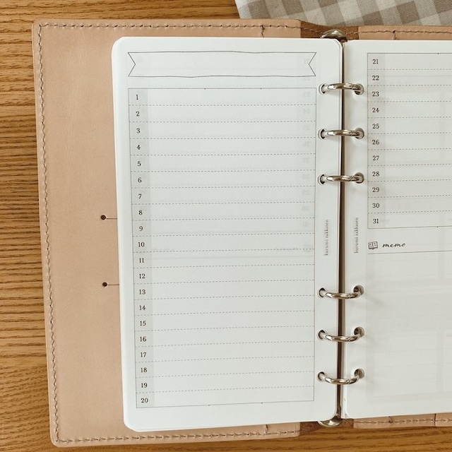 バイブルサイズ/毎日の記録リフィル(見開き1ヶ月)