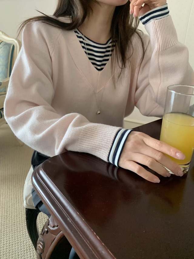 (予約) mellounge  / Soft v neck knit 3color