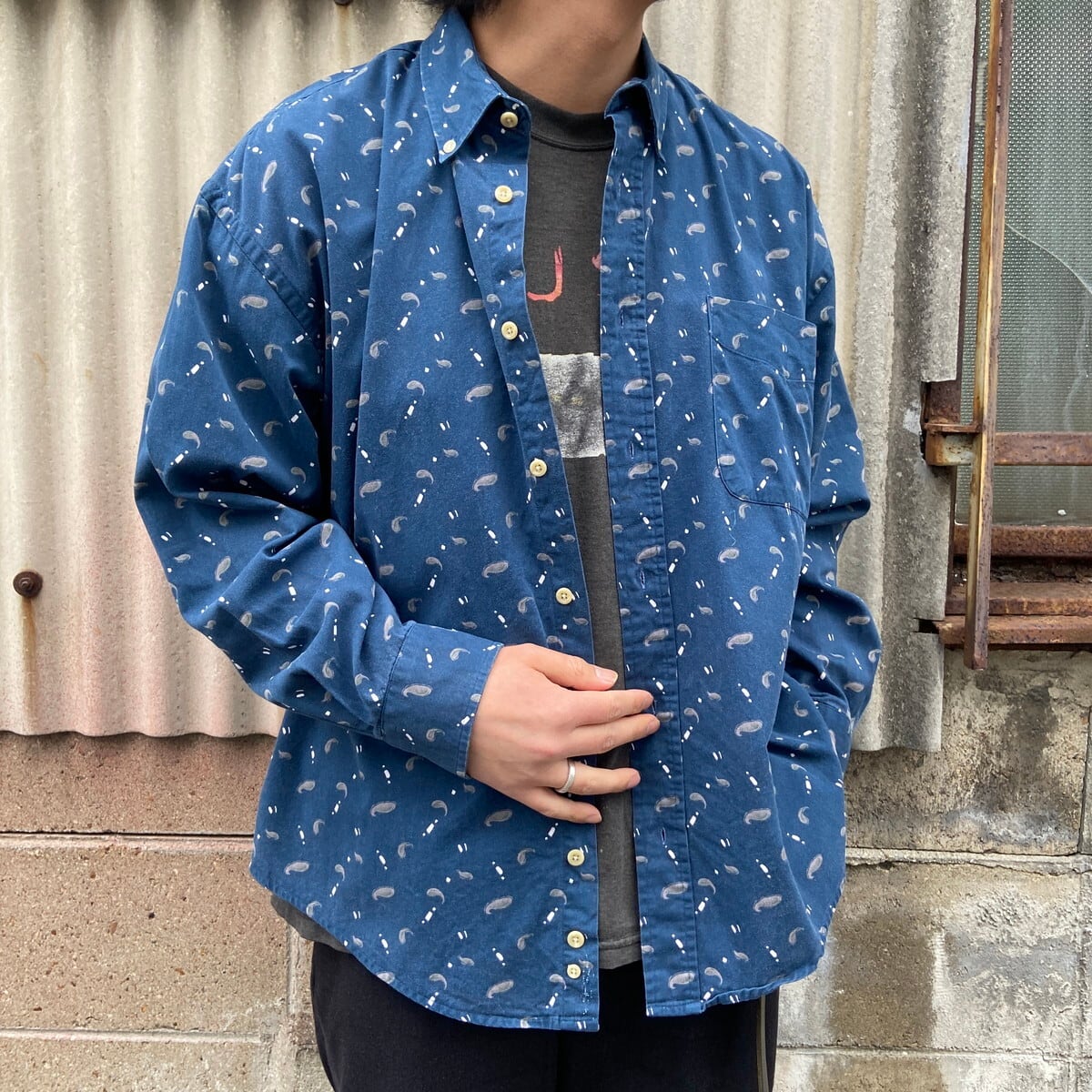 supreme 総柄 シャツ　グリーン　ヴィンテージシャツ