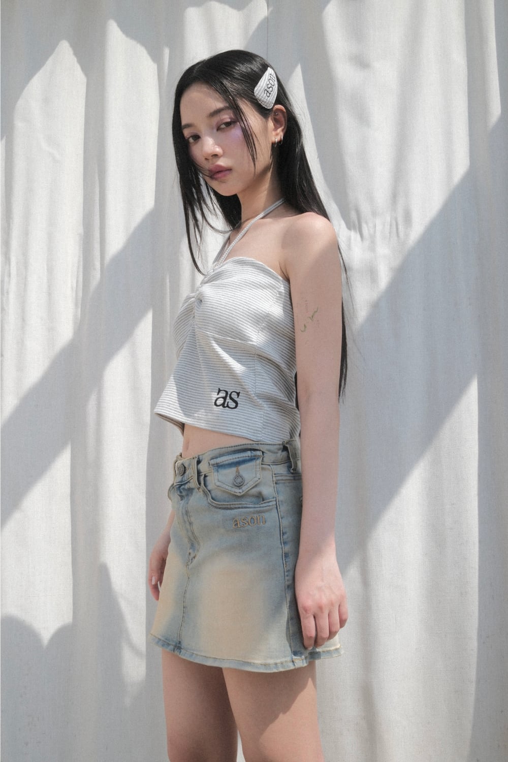 ason ミニスカート as”on] LIGHT-BLUE MINI SKIRT 正規品 韓国ブランド 韓国通販 韓国代行