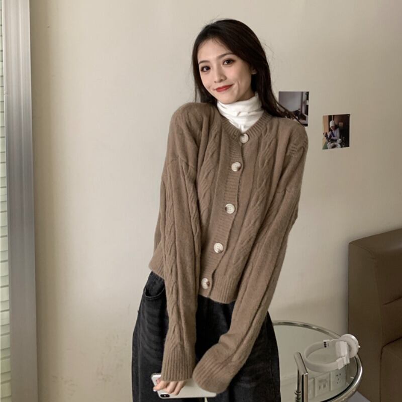 オータムジャケット ルーズトップス カーディガンセーター 秋物 ハンチェンe56154771147