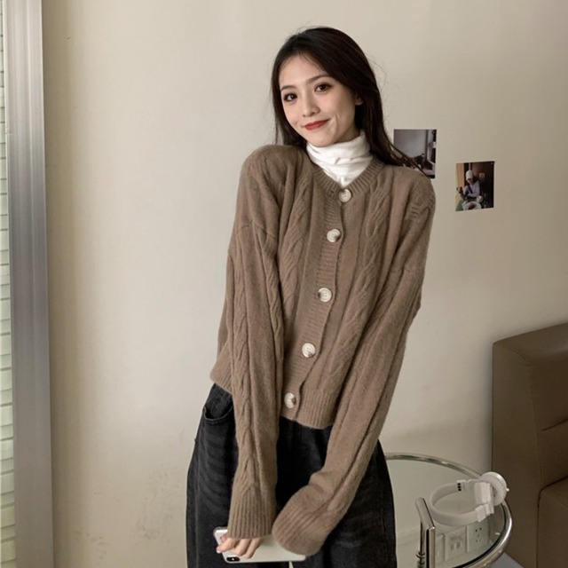 オータムジャケット ルーズトップス カーディガンセーター 秋物 ハンチェンe56154771147