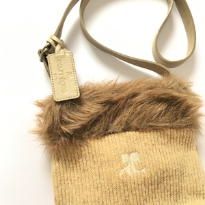 courreges　FUR　 mini shoulder　bag 　beige　クレージュ　ファー　ミニ　ショルダー　バッグ　ベージュ