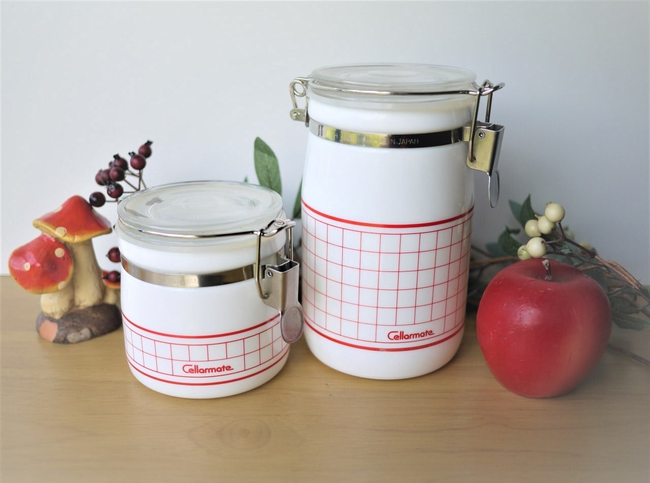 レトロ cellarmate キャニスター2P ミルクガラス
