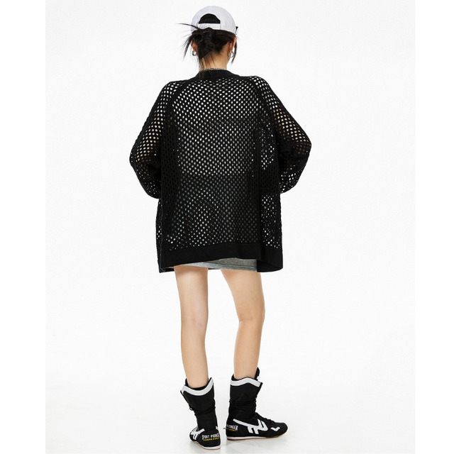 line sleeve mesh zip knit　ラインスリーブメッシュジップニット　J1024