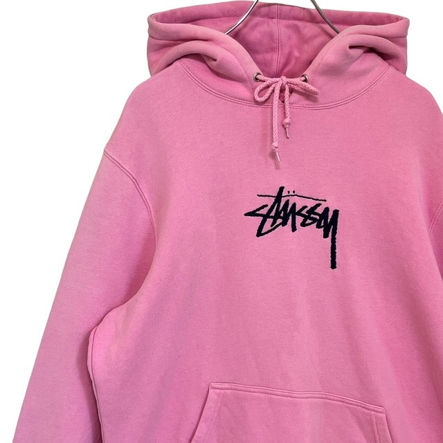 stussy ステューシー パーカー フーディ 刺繍ロゴ センターロゴ ピンク 