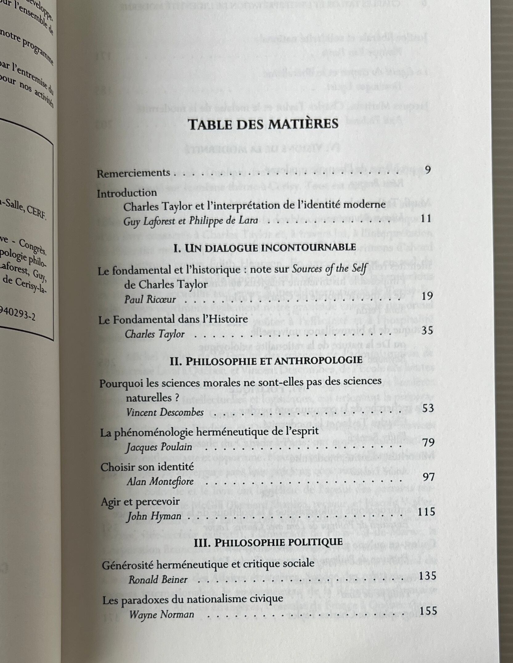 Charles Taylor Et L'interpretation De L'identite Moderne / Guy Laforest, Philippe De Lara / Les Presses De L'Universite Laval, Cerf