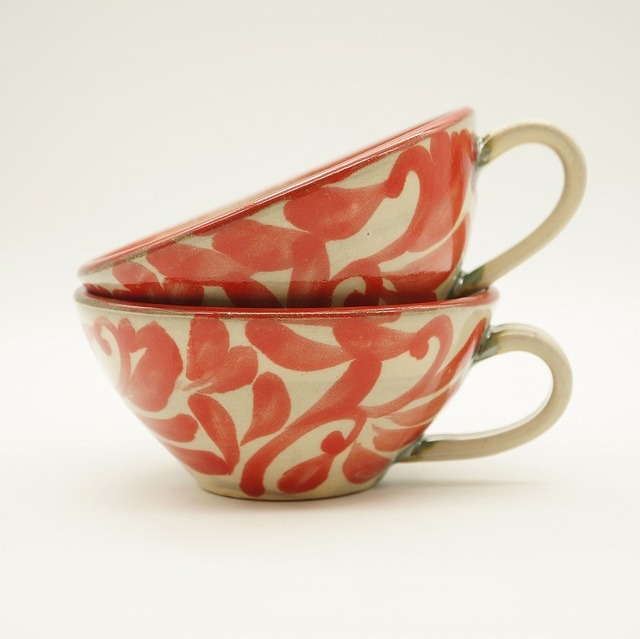 Ｔ様オーダー品　スープカップ　唐草コバルト　2個セット　【やちむん工房與那嶺】