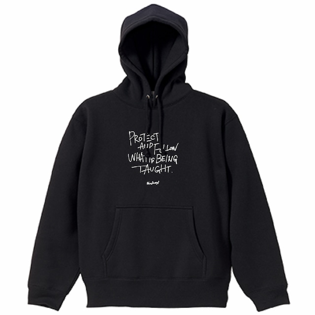 【SHOEHURRY!】 “TO PROTECT.(守)” SWEAT HOODIE (BLACK/WHITE) | 裏起毛パーカー(ブラック/ホワイト)