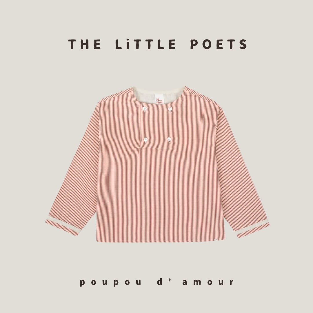 THE LiTTLE POETS|Bernardo Shirt Red Stripes / ベルナルド シャツ レッドストライプ コットン100%|海外子供服 ザリトルポエッツ