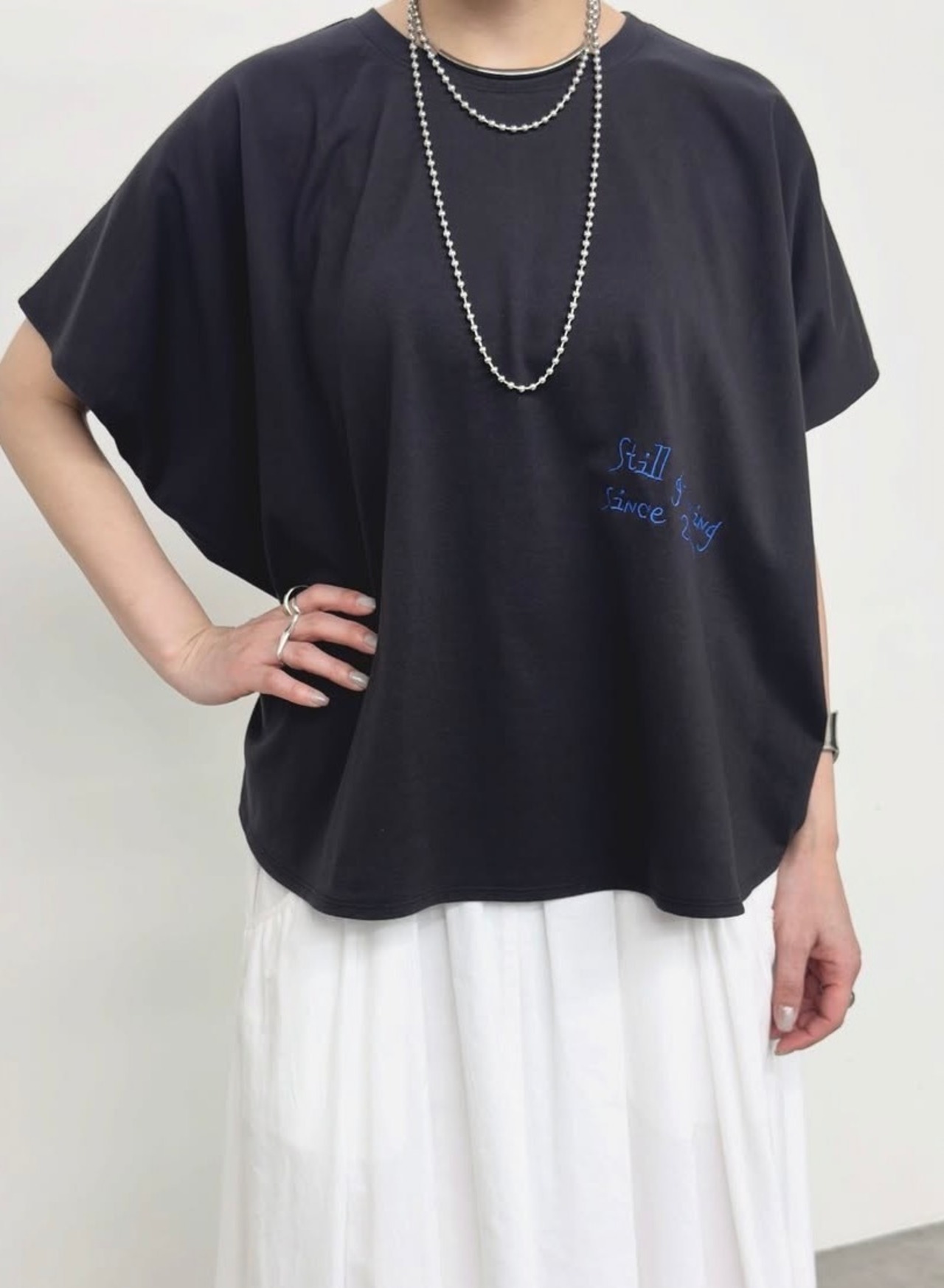 【NUS】 クラシック天竺　刺繍手書きロゴ　オーバーカットソー　610-35072