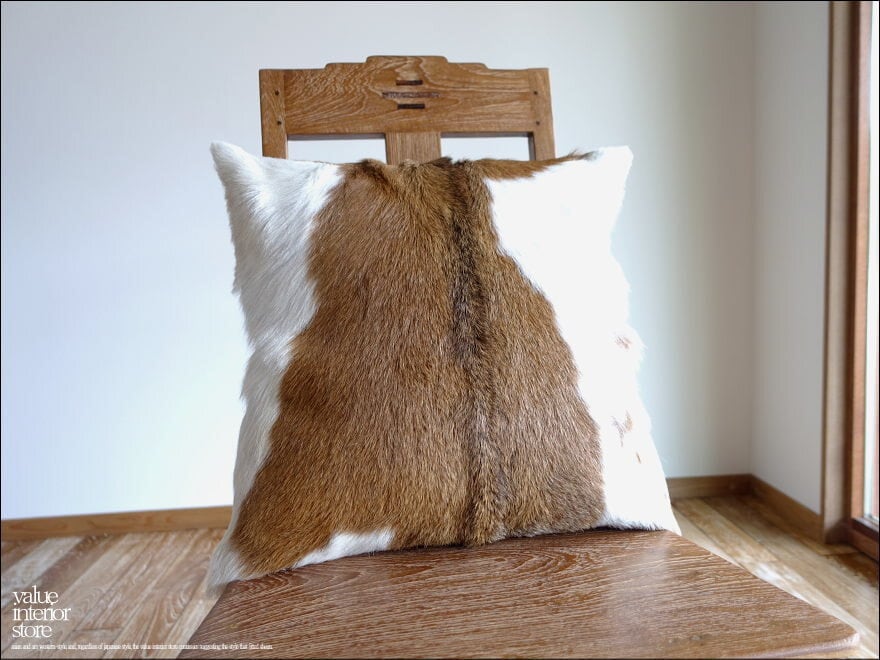 毛皮クッションカバー Bulu03 天然皮革 北欧 本皮 レザー 正方形 手作り レトロ調 エスニック 45cm×45cm idaputi