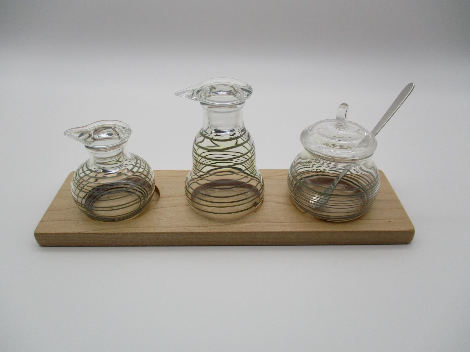 調味料入れ3点セット(丸・ベル・丸・台付)青緑色