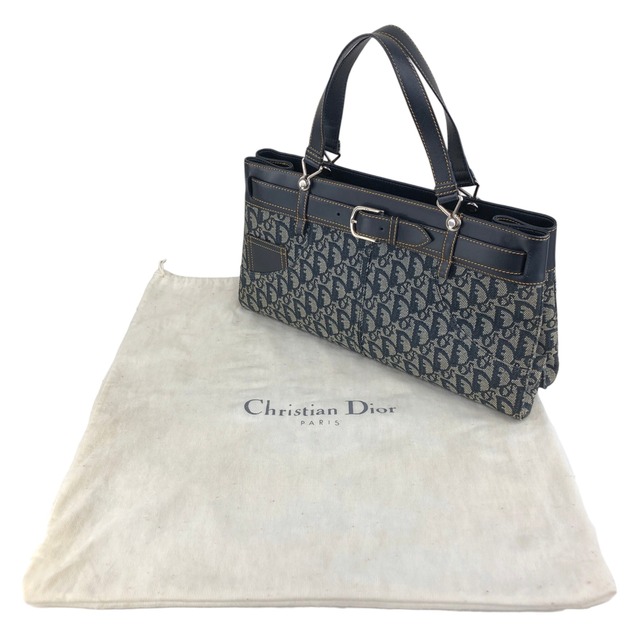 Christian Dior クリスチャン ディオール トロッター ハンドバッグ ネイビー キャンバス フロントバックル vintage ヴィンテージ オールド nk2ius