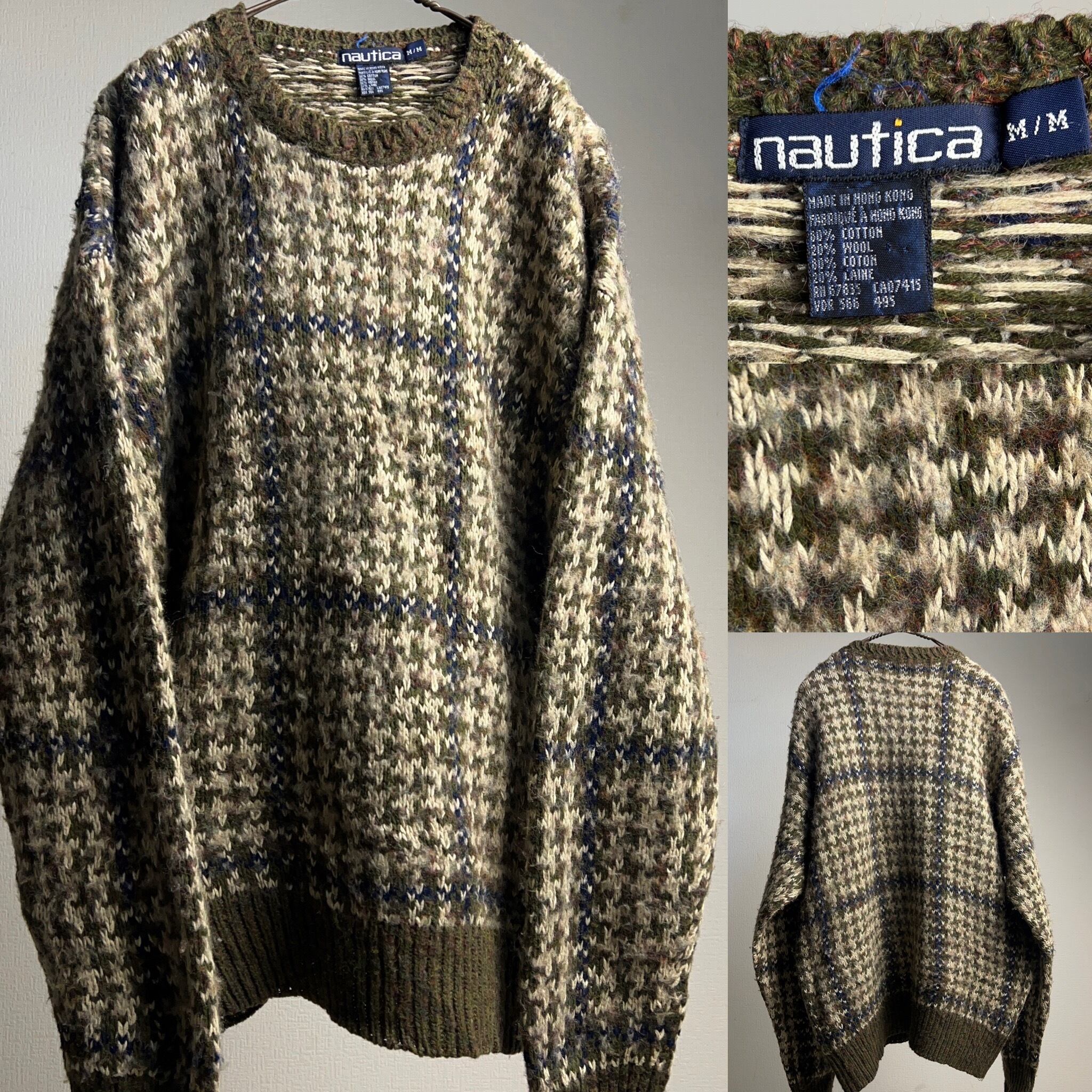 90's NAUTICA Design Knit Sweater SIZE M ノーティカ チェック 90's NAUTICA Design Knit Sweater SIZE M ノーティカ チェック