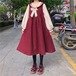 ✞ロリータりぼんスリム長袖スリーブワンピースドレスOP ウィンター ロング スウィート 秋冬✞ゴスロリ SM ミリ 甘ロリ クラロリ 和ロリ エレガント 黒ロリ 姫ロリ 華ロリ BB-BB69008914306
