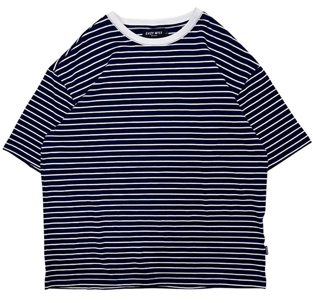 【EAZY MISS】striped t-shirt/green L