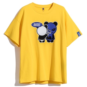 SALE【HIPANDA ハイパンダ】メンズ プリント ビッグシルエット Tシャツ MEN'S BACK PRINTED BIG SILHOUETTE SHORT SLEEVED T-SHIRT / WHITE・BLUE・YELLOW