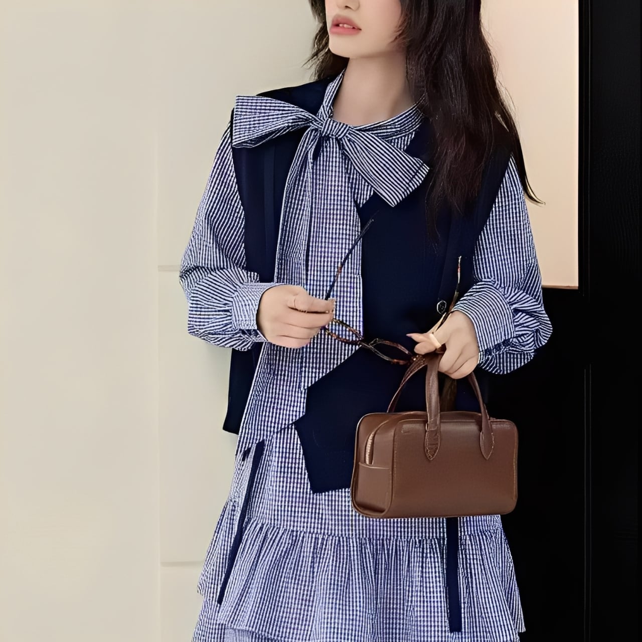 Navy slit accent vest 00134